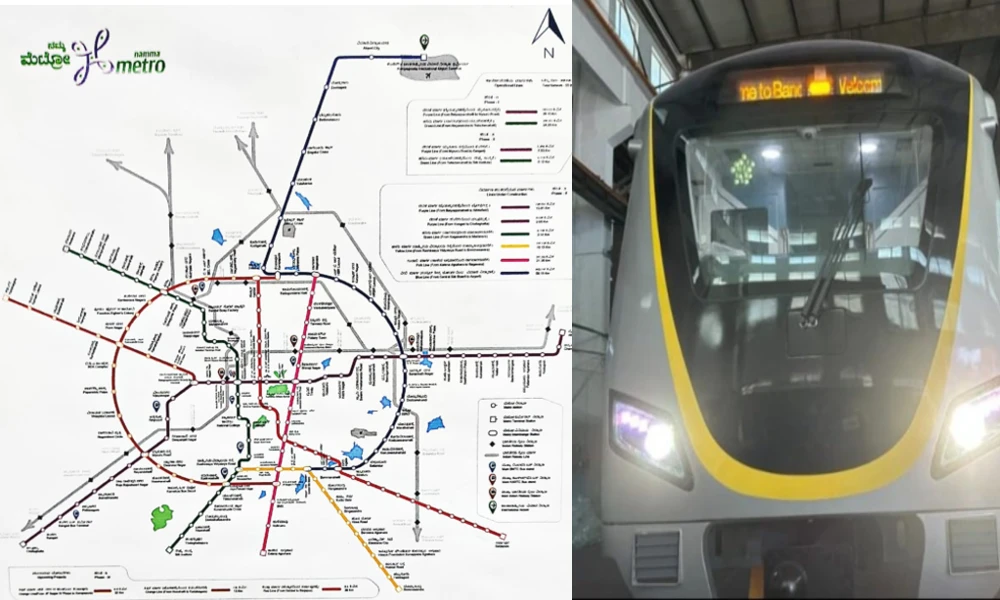 yellow line metro route and Driver less metro running