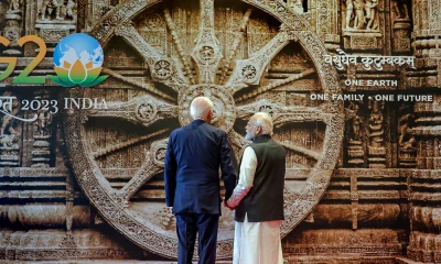 Narendra Modi And Joe Biden Near Konark Wheel