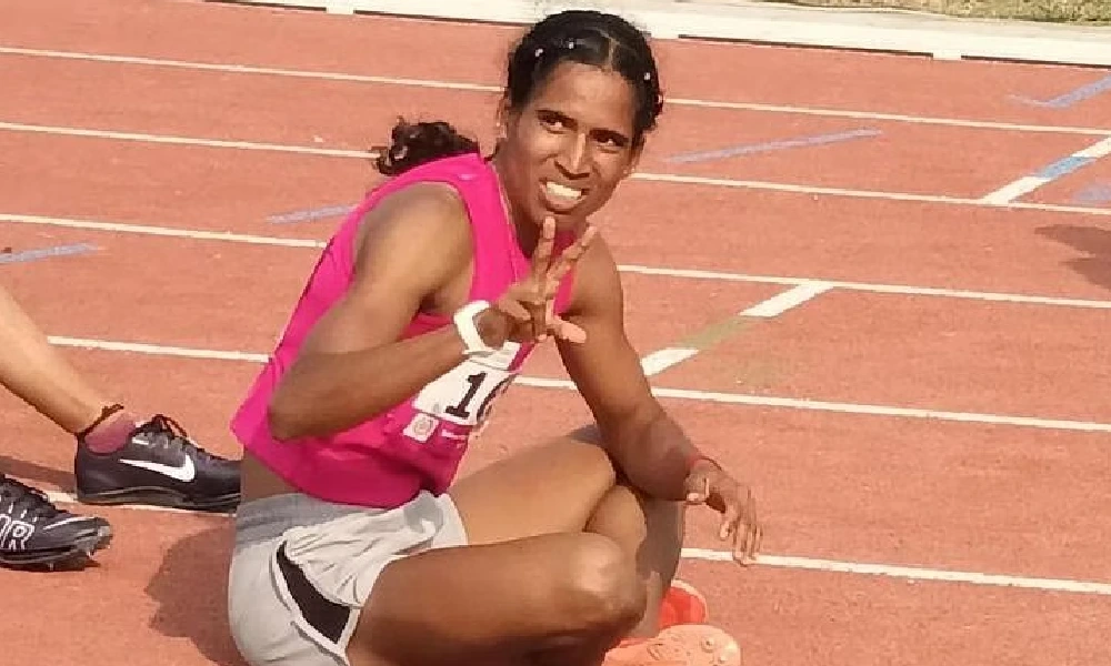 R Vithya Ramraj victory in the women’s 400m hurdles at the Indian Grand Prix