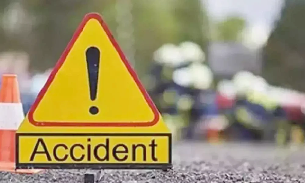 Head-on collision between bus and bike near Chinnamane Bike rider death