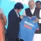 Sachin Tendulkar Presented Indian cricket team jersey - written "Nammo" in back to PM Narendra Modi.