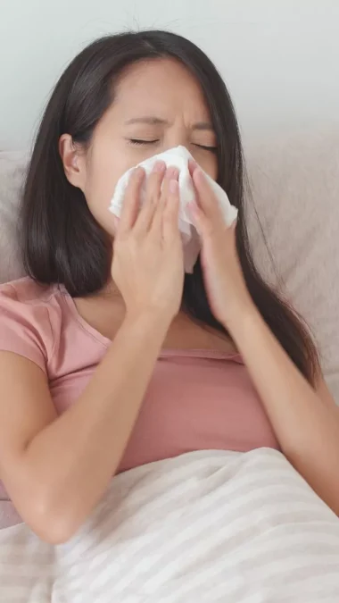 Woman Suffer from Nose Allergy Snoring Solution