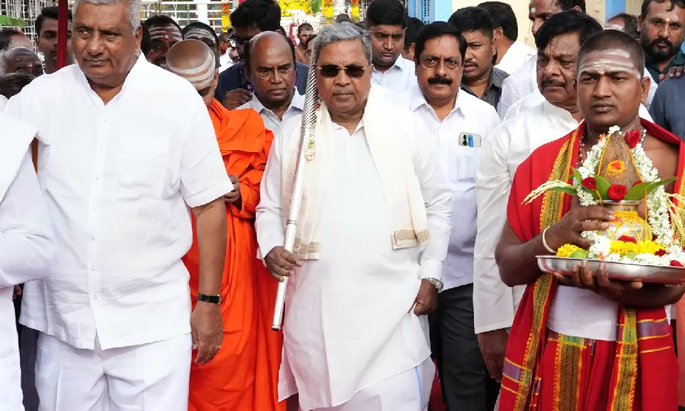 CM Siddaramaiah at Male Mahadeshwara betta