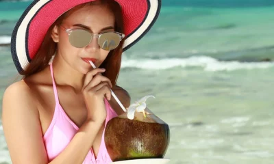 drinking tender coconut
