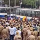 protesters detained at Town hall