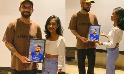 Virat Kohli Recieved A Hand Made Portrait Of Himself From A Fangirl At The Team Hotel in Colombo, Sri Lanka.