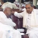 CM Siddaramaiah and HD Devegowda in kempegowda airport