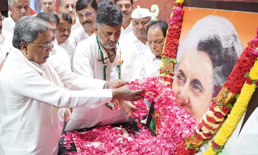 CM Siddaramaiah and Indira Gandhi death anniversary