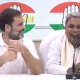 Siddaramaiah and Rahul Gandhi after CWC Meet