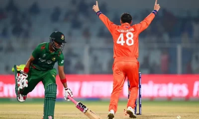 Colin Ackermann celebrates the run out of Mahedi Hasan