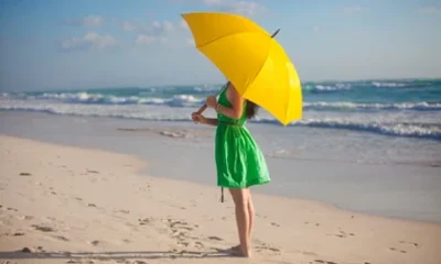 Girl in beach with Umbrella