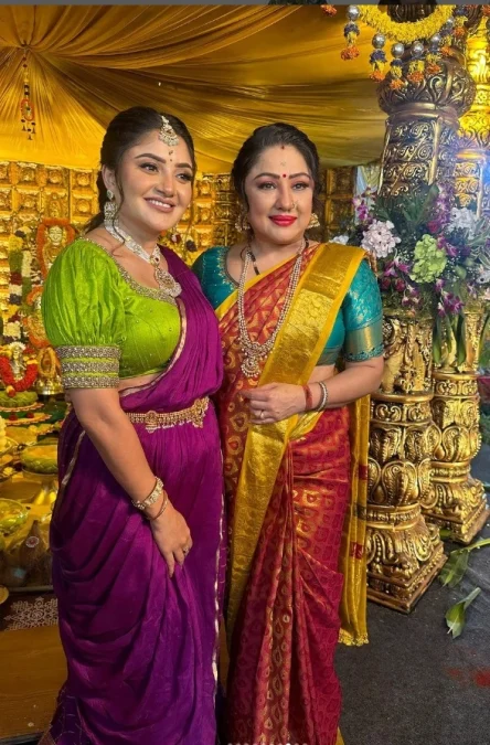 Traditional look of sandalwood stars karunya ram & priyanka upendra