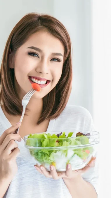 beautiful asian young woman eating healthy food Sleep Tips
