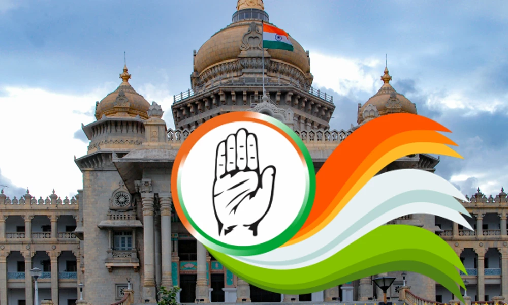 vidhana soudha and congress Karnataka logo
