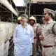 DK Shivakumar at bus fire site