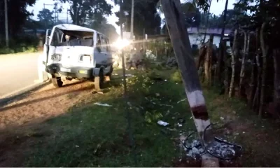driver lost control and the car hit the electric pole