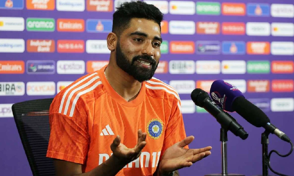 Mohammed Siraj addresses the Press Conference after the India Pakistan game