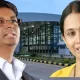 satish Jarakiholi and Lakshmi hebbalkar at Belagavi airport