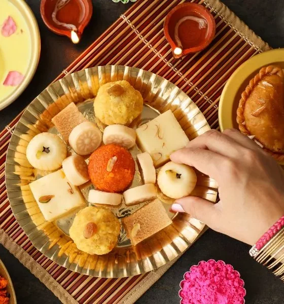 sweets Gujiya peda barfi Motichoor Laddu Indian Sweet dessert mithai festival dish