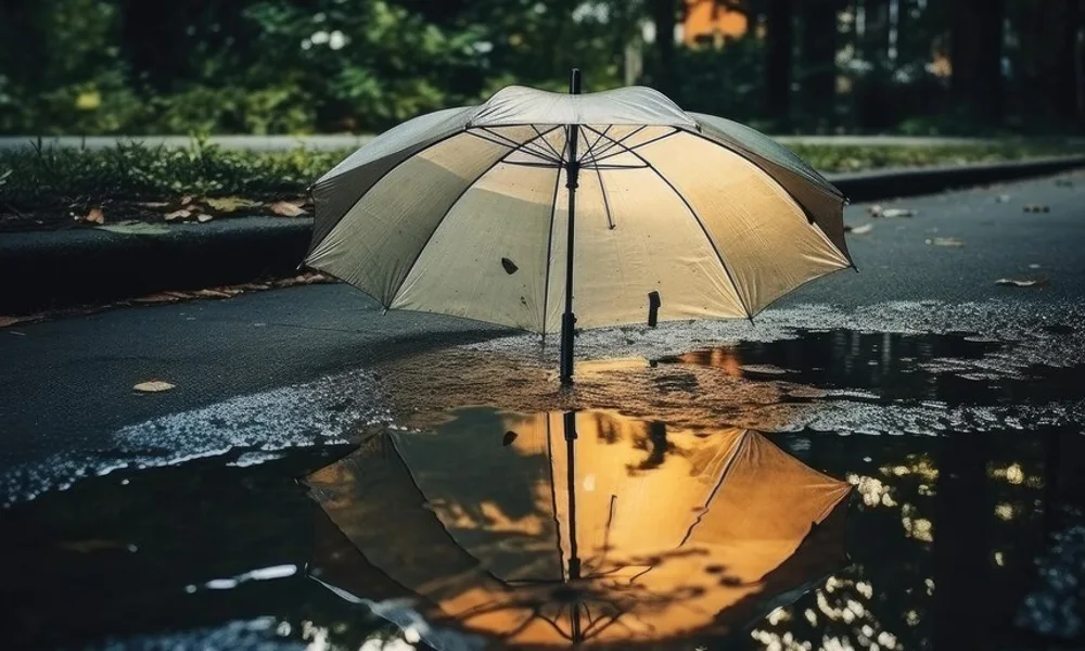umbrella in road