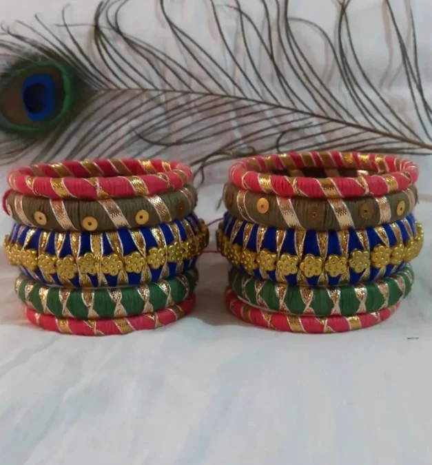 Colorful woolen bangles