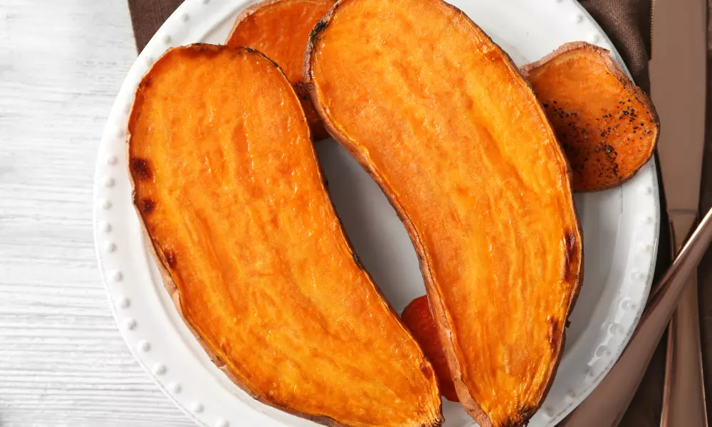 Cooked Sweet Potato on a Plate