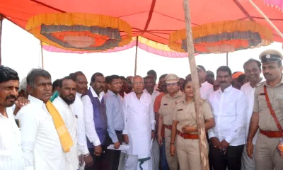 Yadgiri MLA Channareddy Patil visited the farmers protest place in Bilhara village