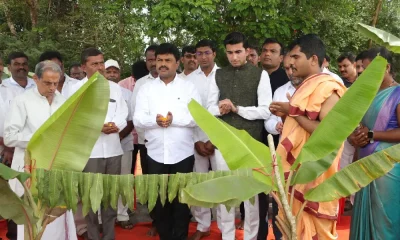 Shivamogga MP B.Y. Raghavendra Bhumipuje for Sai Swasthya Arogya Kendra in Kamaruru village