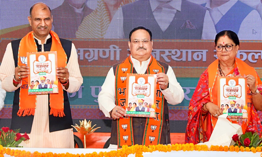 BJP releases manifesto for Rajasthan assembly polls