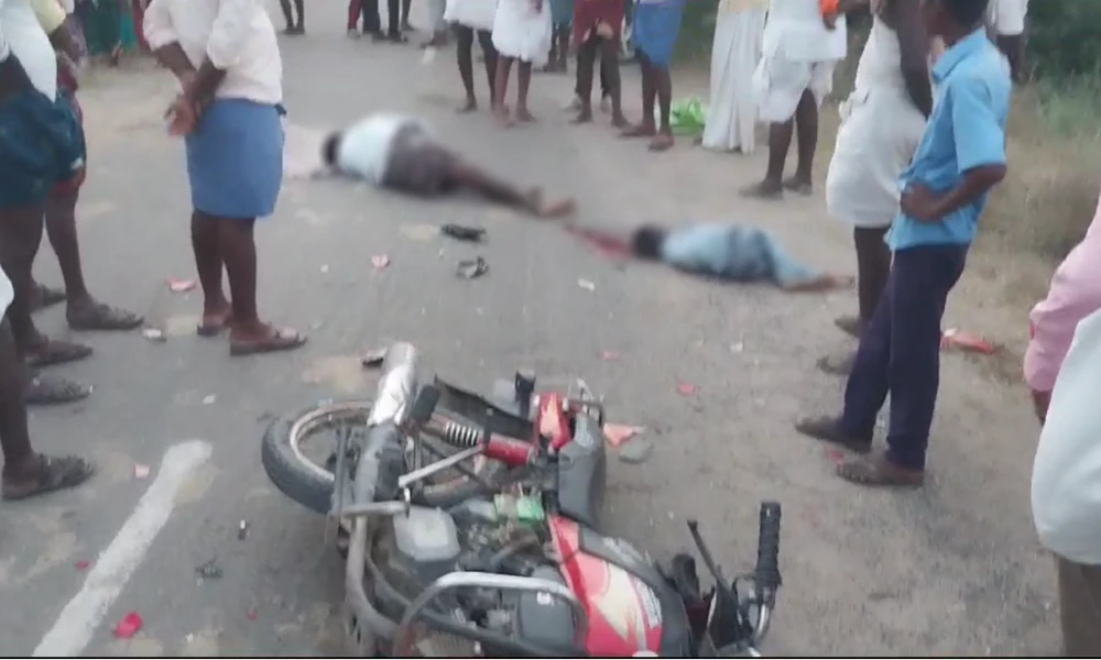 road Accident in yadagiri father son dead