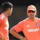 Shubman Gill chats with coach Rahul Dravid