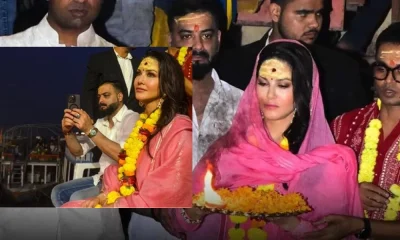 Sunny Leone attends Ganga Aarti with Abhishek Singh