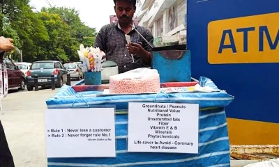 Bengaluru Peanut vendor inspired by warren Buffett marking mantra