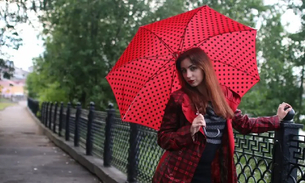 woman with umbrella on street