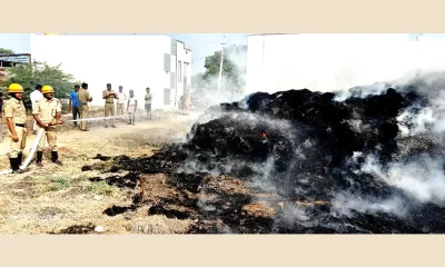 Accidental fire destroys grass stock in Siddapur