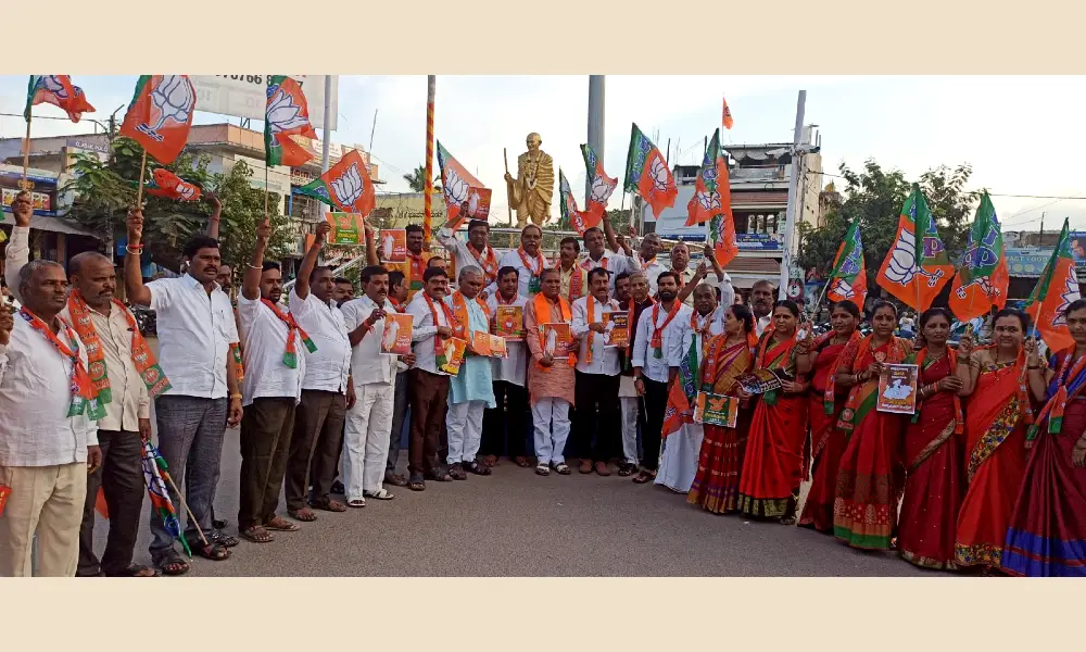 BJP wins in 3 states Celebration in Gangavathi
