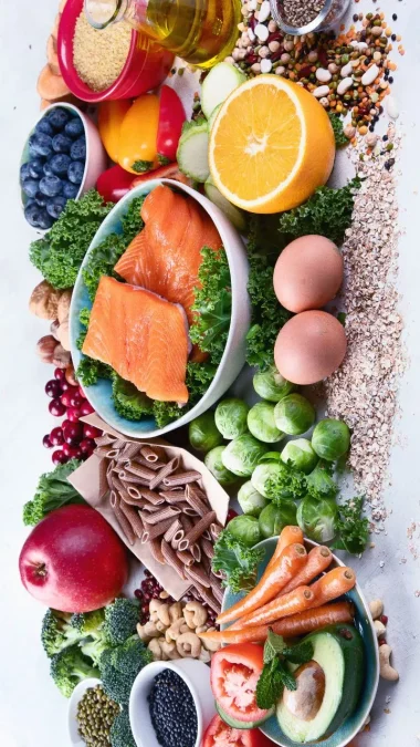 Healthy food with dietary fiber antioxidants minerals and vitamins Diabetes Control