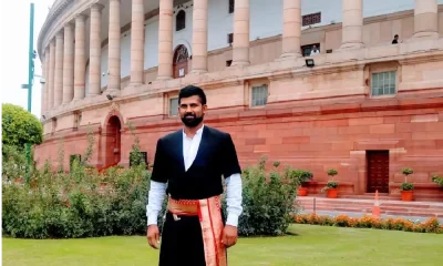MP Pratapsimha in front Of old parliament Building
