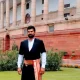 MP Pratapsimha in front Of old parliament Building