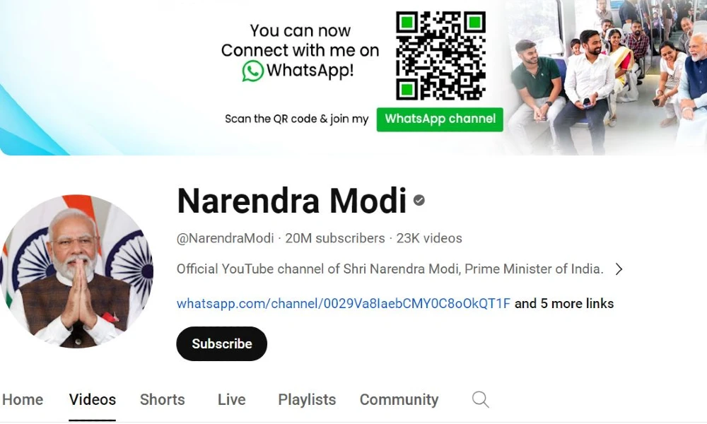 PM Narendra Modi youtube channel to have 2 crore subscribers