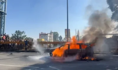 Car Fire in Nelmanagala Car driver burnt alive
