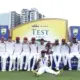 West Indies team pose after their first Test win in Australia in 27 years