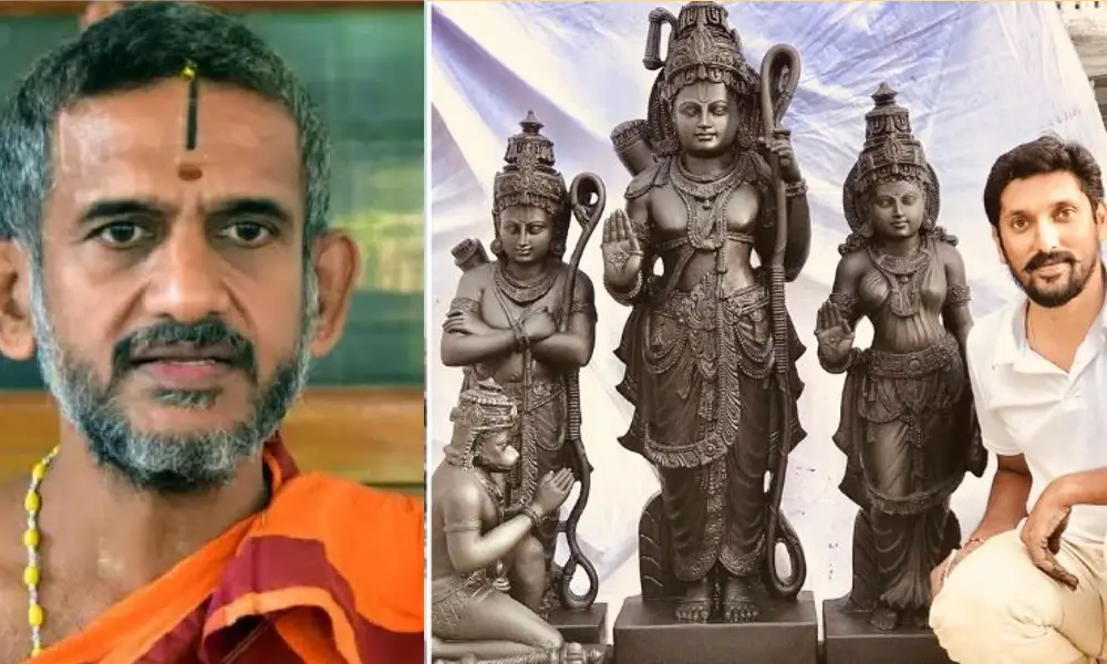 Rama mandir statue Arun Yogiraj and Pejavara seer
