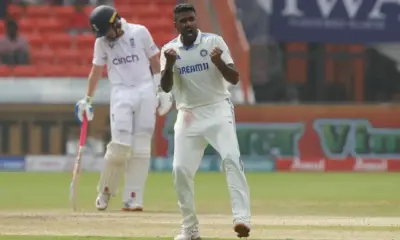 R Ashwin celebrates Ben Stokes' wicket