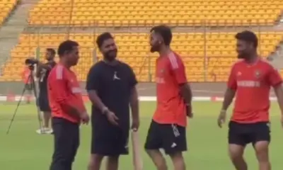 Rishabh Pant appears with Indian team