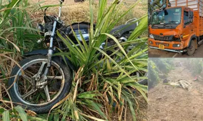 Goods vehicle collides with bike Government school teacher dies