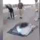 hit and run case; up police removed dead body stuck to the road with a shovel