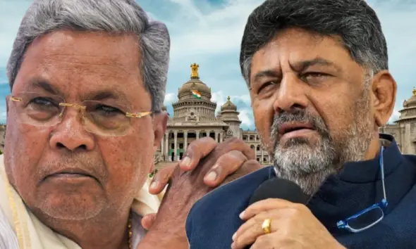 CM Siddaramaiah and DK Shivakumar infront of Vidhanasoudha