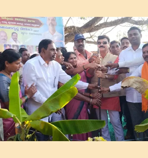 MLA Gopalakrishna Belur Bhumi Puja for various works in kenchanala village‌