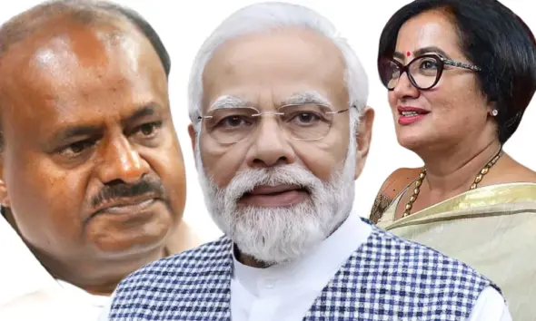 Sumalatha Ambareesh and PM Narendra Modi and HD Kumaraswamy